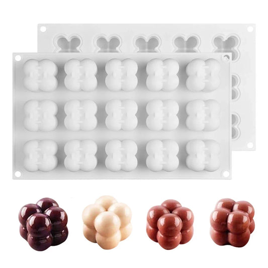 6/15 Cavities Mini 3D Cube Baking Mousse Cake Mold Silicone Square Bubble Dessert Molds Kitchen Bakeware Candle Plaster Mould