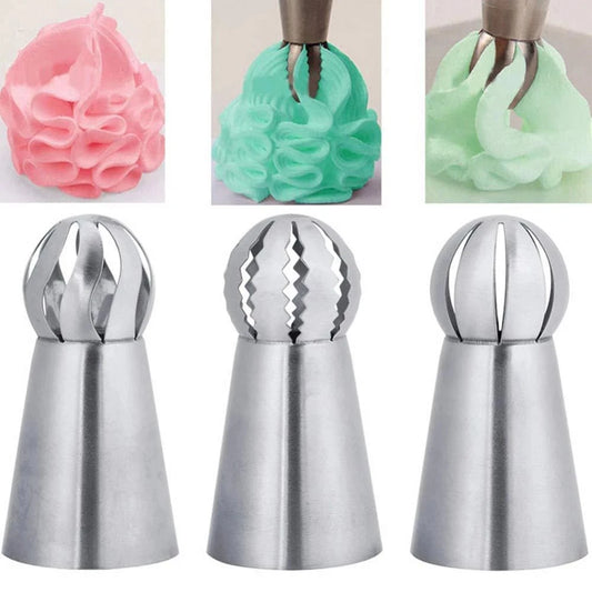 Russian Piping Nozzle 3 Styles Sphere Ball Icing Confectioners Pastry Tips Sugarcraft Cupcake Decorator Kitchen Bakeware Tools