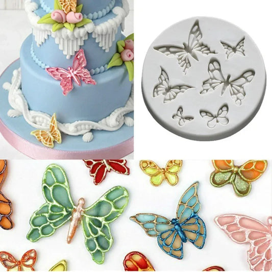 Butterfly Fondant Silicone Mold Sugarcraft Wedding Cake Decor Flying Butterfly Tools Resin Chocolate Molds for Kitchen Bakeware