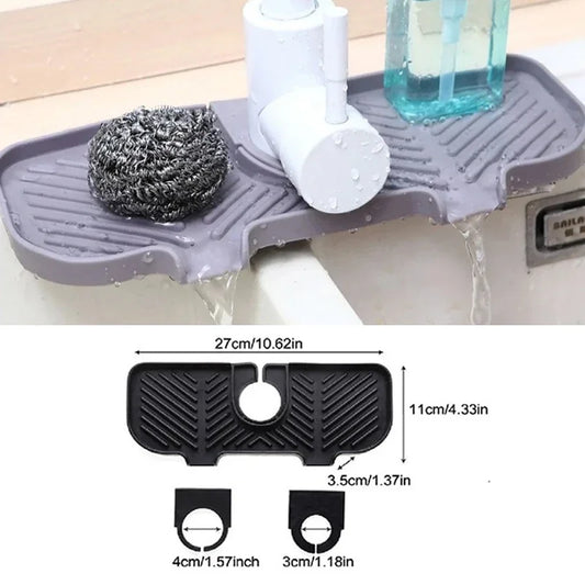 Faucet Handle Drip Catcher Tray Sink Splash Guard Mats Water Drain Pad Silicone Faucet Mat For Bathroom Kitchen Gadgets