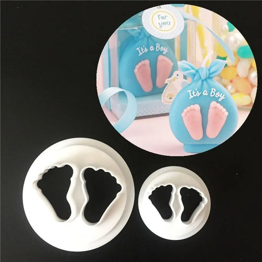 2Pcs/lot 3D DIY Baby Feet Cookie Cutters Fondant Mould Cake Baking Decorating Tools Kitchen Bakeware