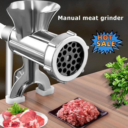 Manual Meat Grinder Silver Aluminum Alloy Powerful Home Sausage Kitchen Appliances Vegetable Chopper Pepper Supplies Mincer Hand