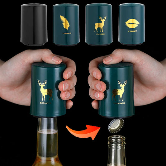 Nymph Creative Magnetic Automatic Beer Bottle Opener Kitchen Stainless Steel Press Lid Beer Corkscrew Tools Portable Bar Gadgets